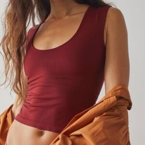SOLD Free People Intimately Clean Lines Muscle Cami Top Burgundy